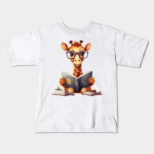 Giraffe with Book Kids T-Shirt